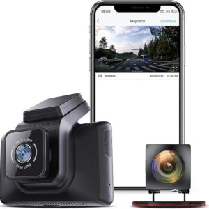 Hikvision Car Dash Camera K5|2K Dual Channel|3 Inch Touch Screen|2K Front HD |1080P Rear HD|140° Coverage|G Sensor|Voice Recognition|Emergency Recording|256GB SD Support,Black Without Hardwired KIT